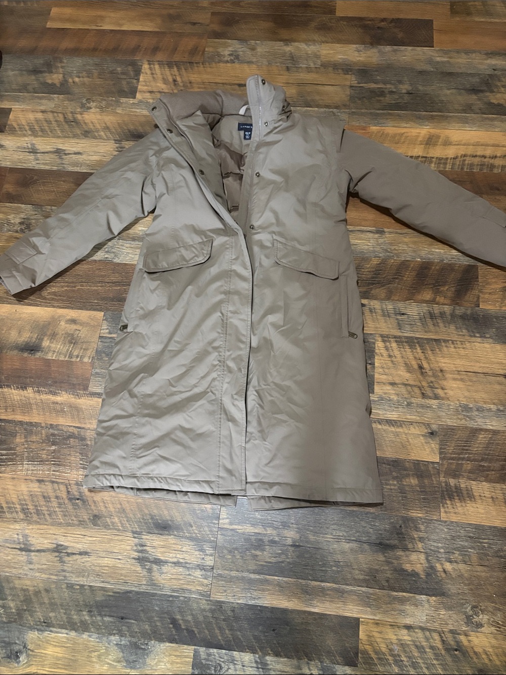 Lands’ End Expedition Waterproof Down Maxi Coat Tan Khaki Womens Size XS / P